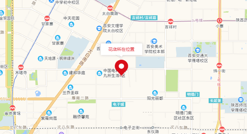 西安雁塔区爱琴海鲜花婚庆店地图